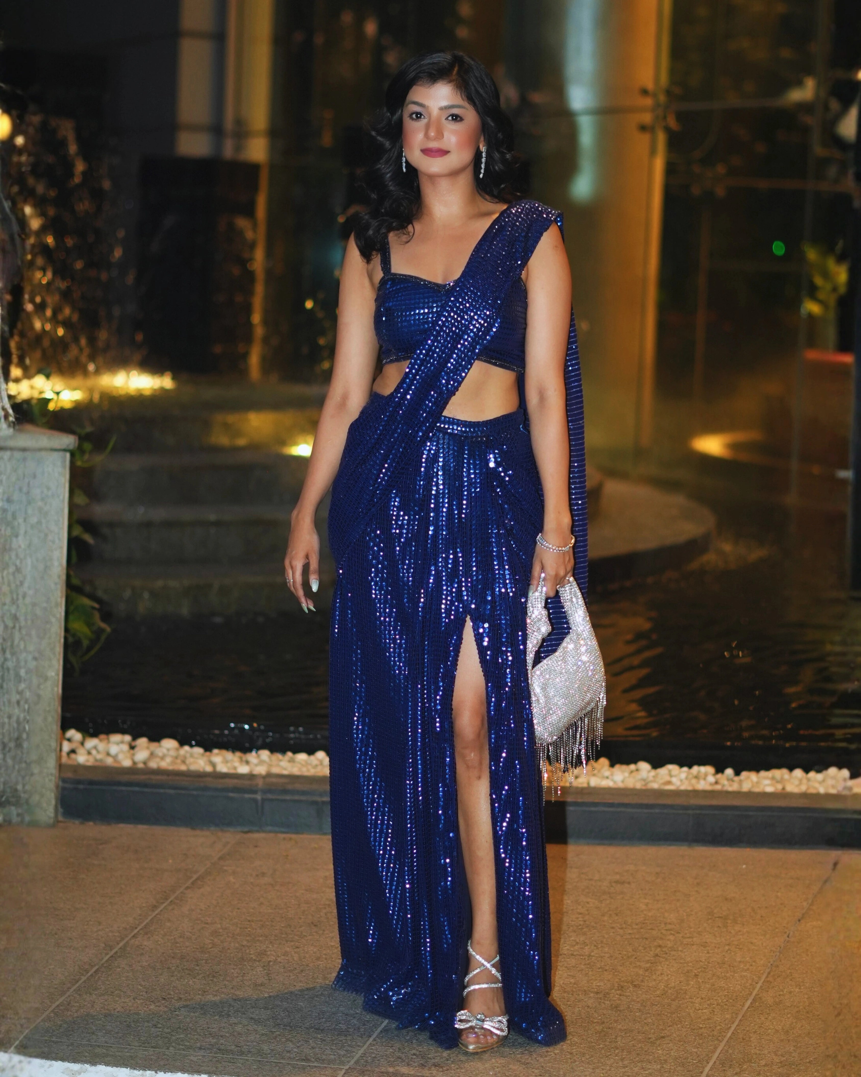 Blue Georgette Saree with All-Over Sequin Work