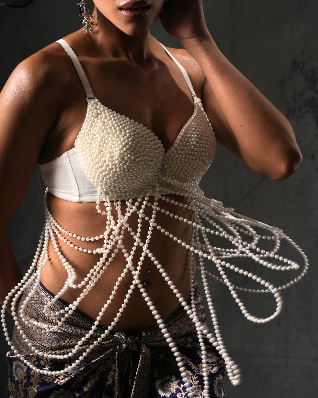 Blue Pure Banarasi Silk Saree with Gold Floral Design and Matching Blouse.