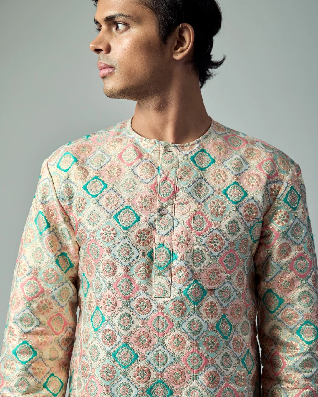 Pastel Brocade Kurta