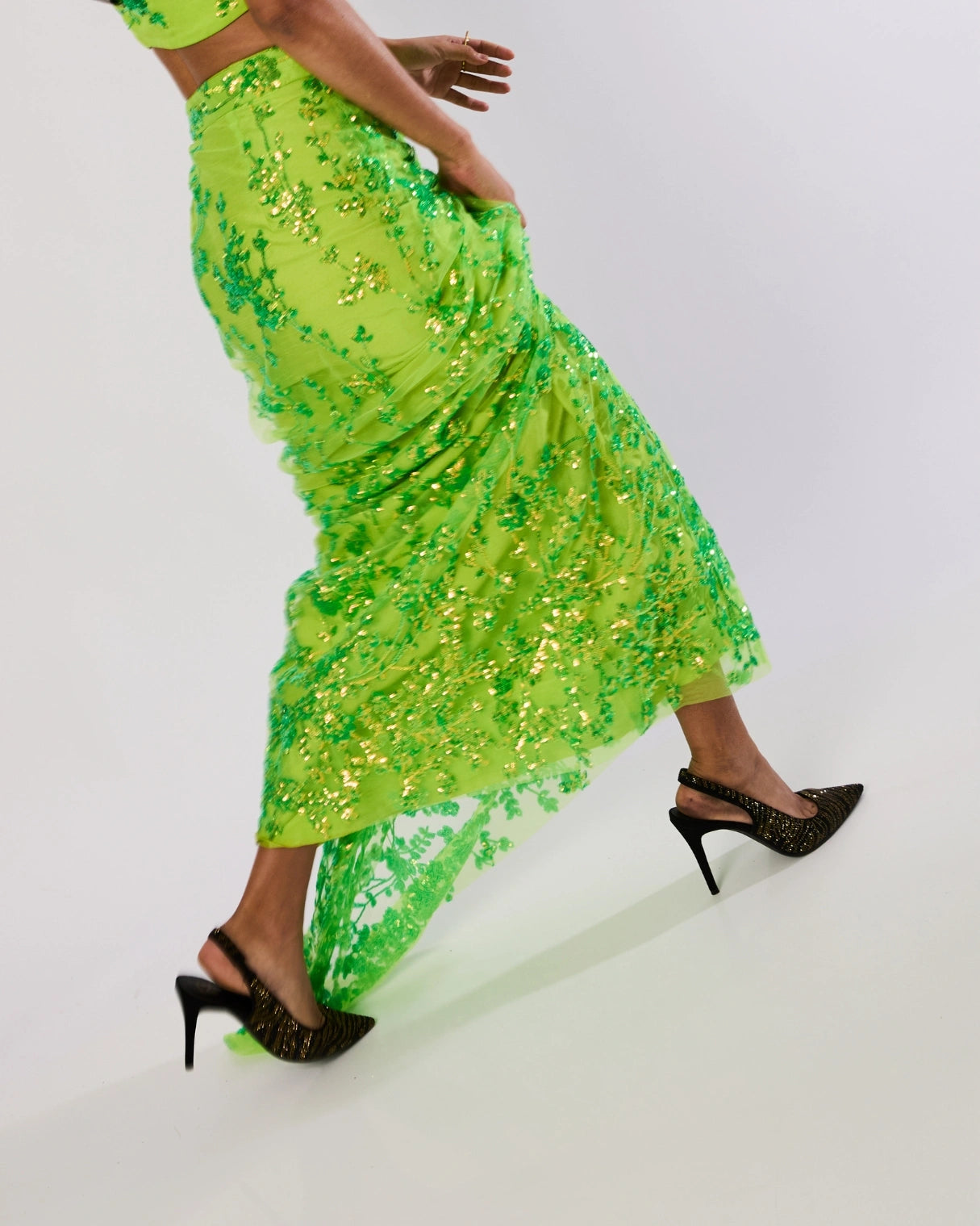 Fluorescent Green Sheza A-Line Skirt