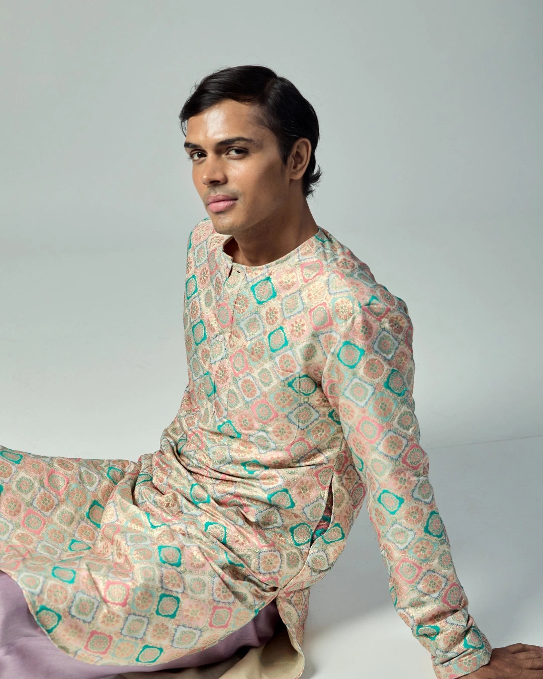 Pastel Brocade Kurta