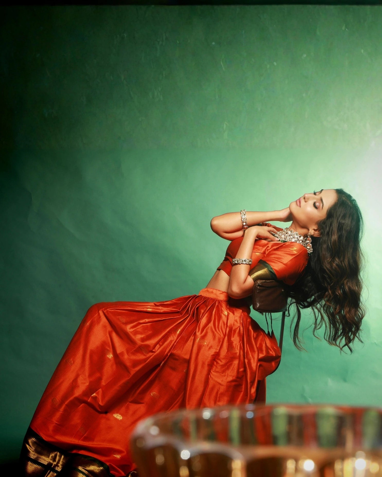 Orange Diwali Delicacy Paithani Silk Lehenga