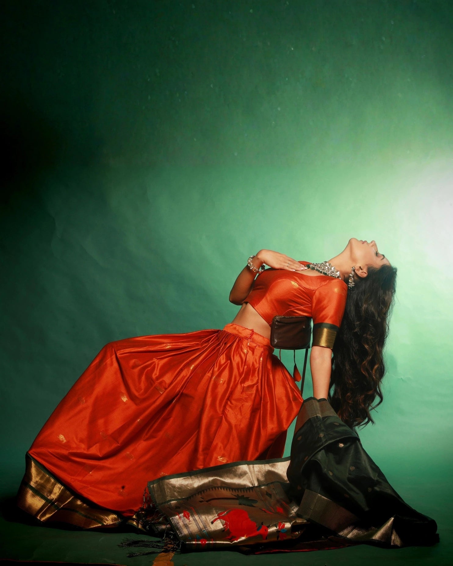 Orange Diwali Delicacy Paithani Silk Lehenga