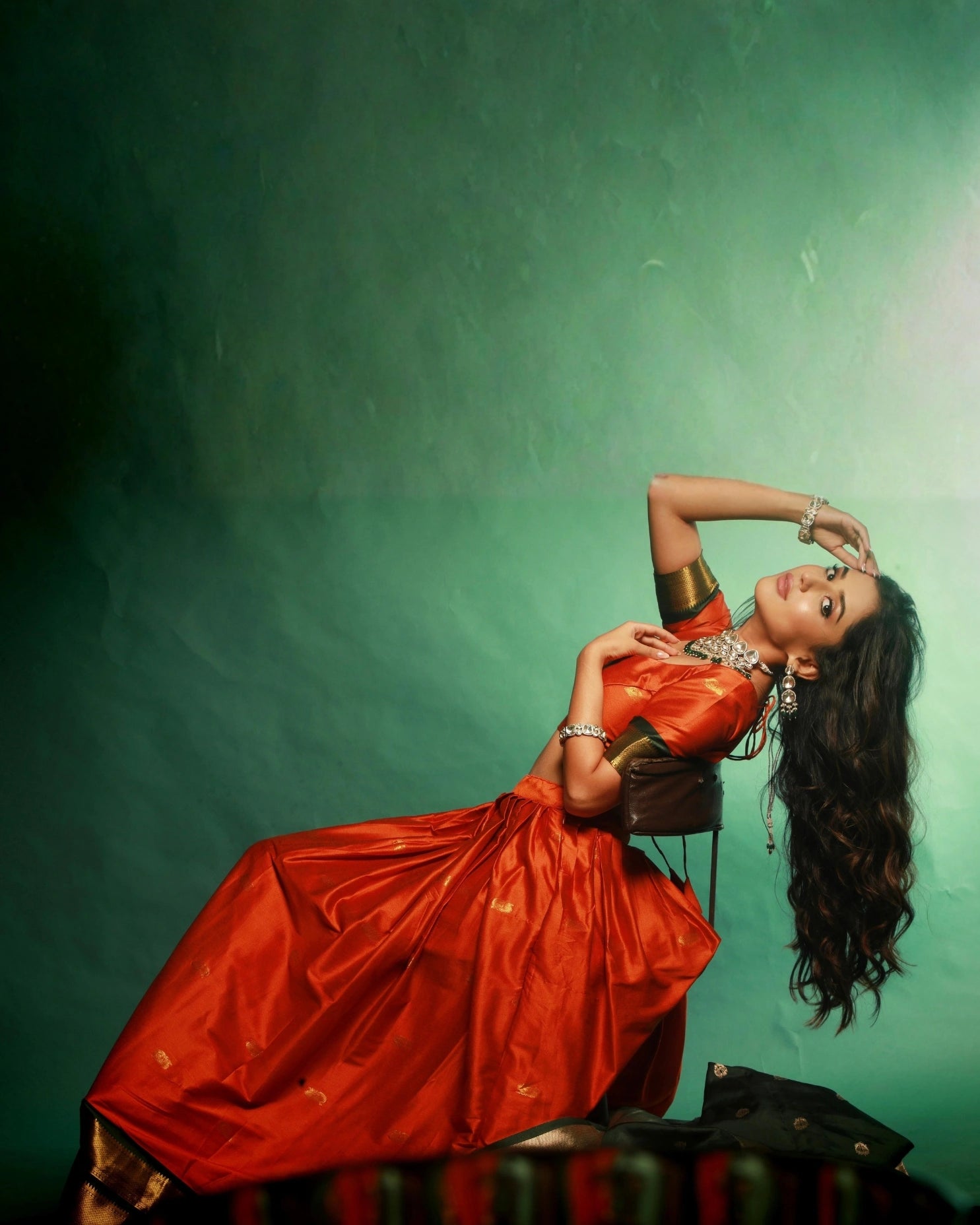 Orange Diwali Delicacy Paithani Silk Lehenga