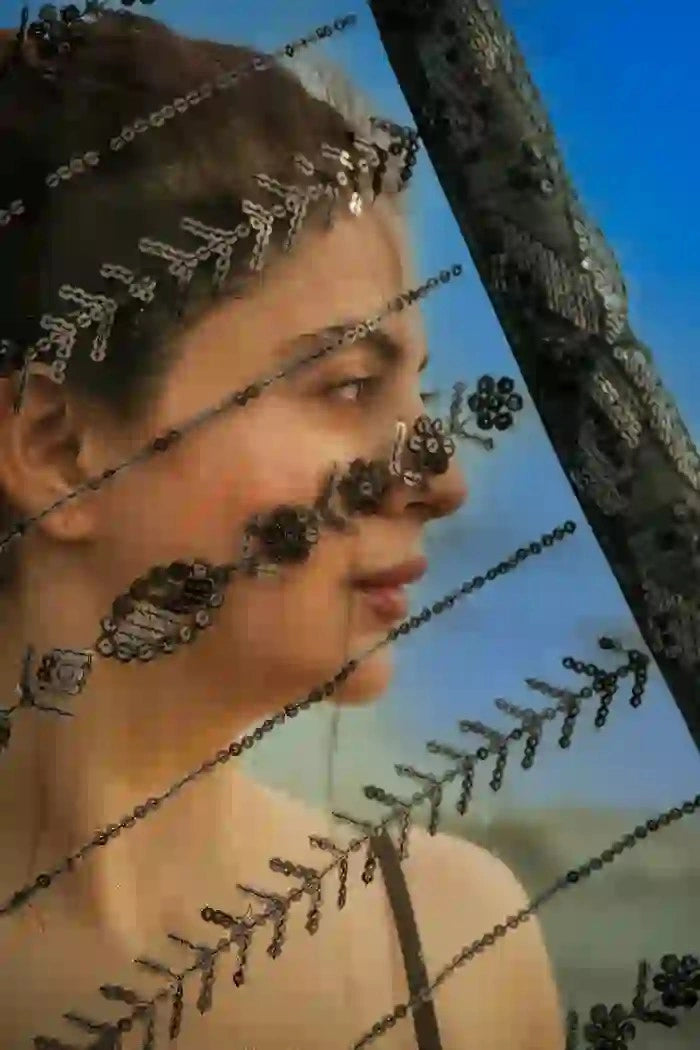 Black Net Saree with All Over Sequin Embroidery Work and Matching Sequin Blouse