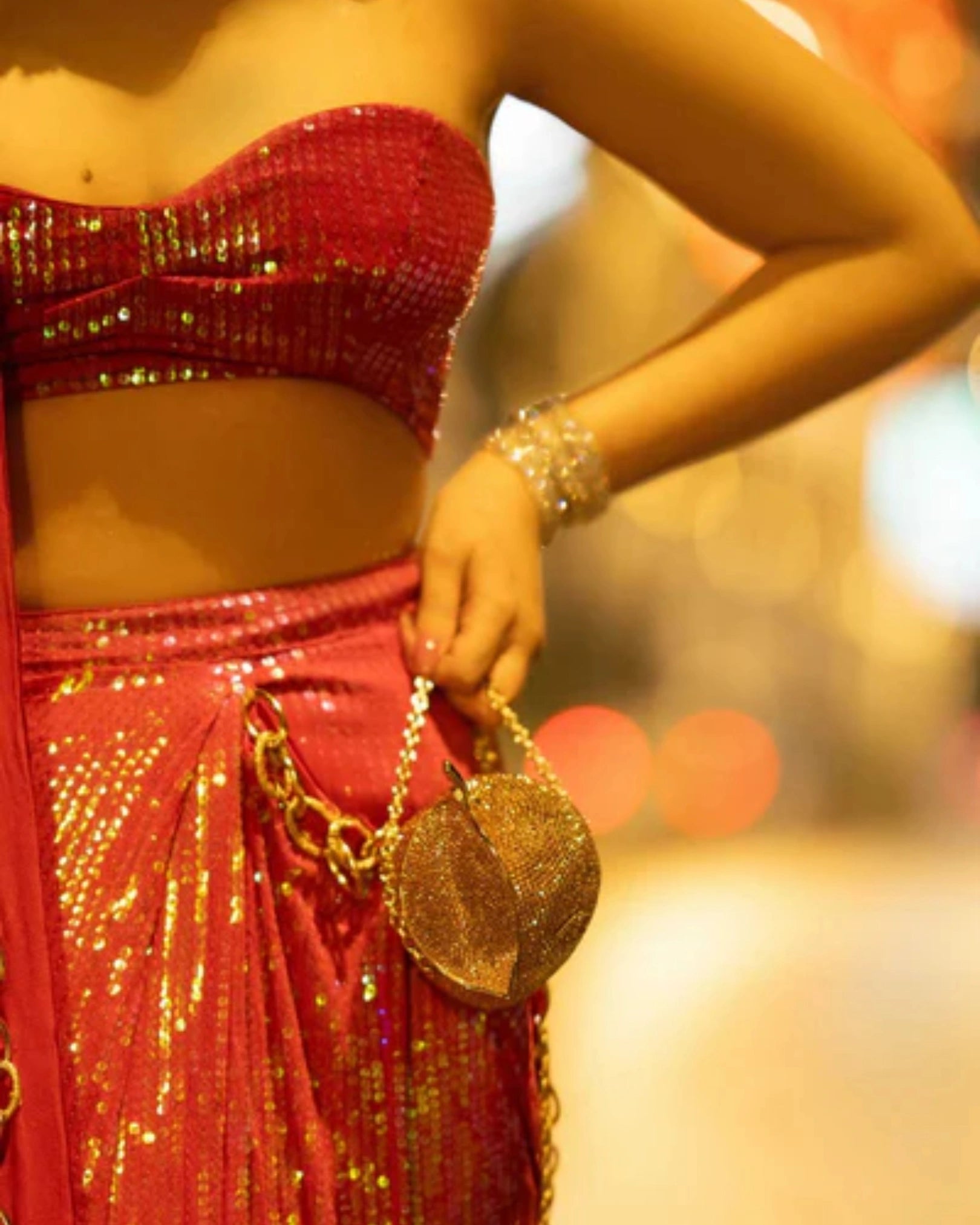 Hot Pink Sequin Georgette saree with Chain Border Work and Matching Blouse