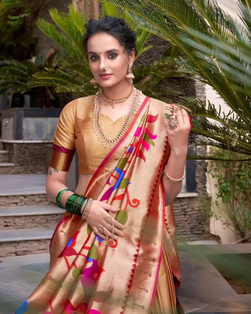 Gold Diwali Delicacy Paithani Silk Lehenga