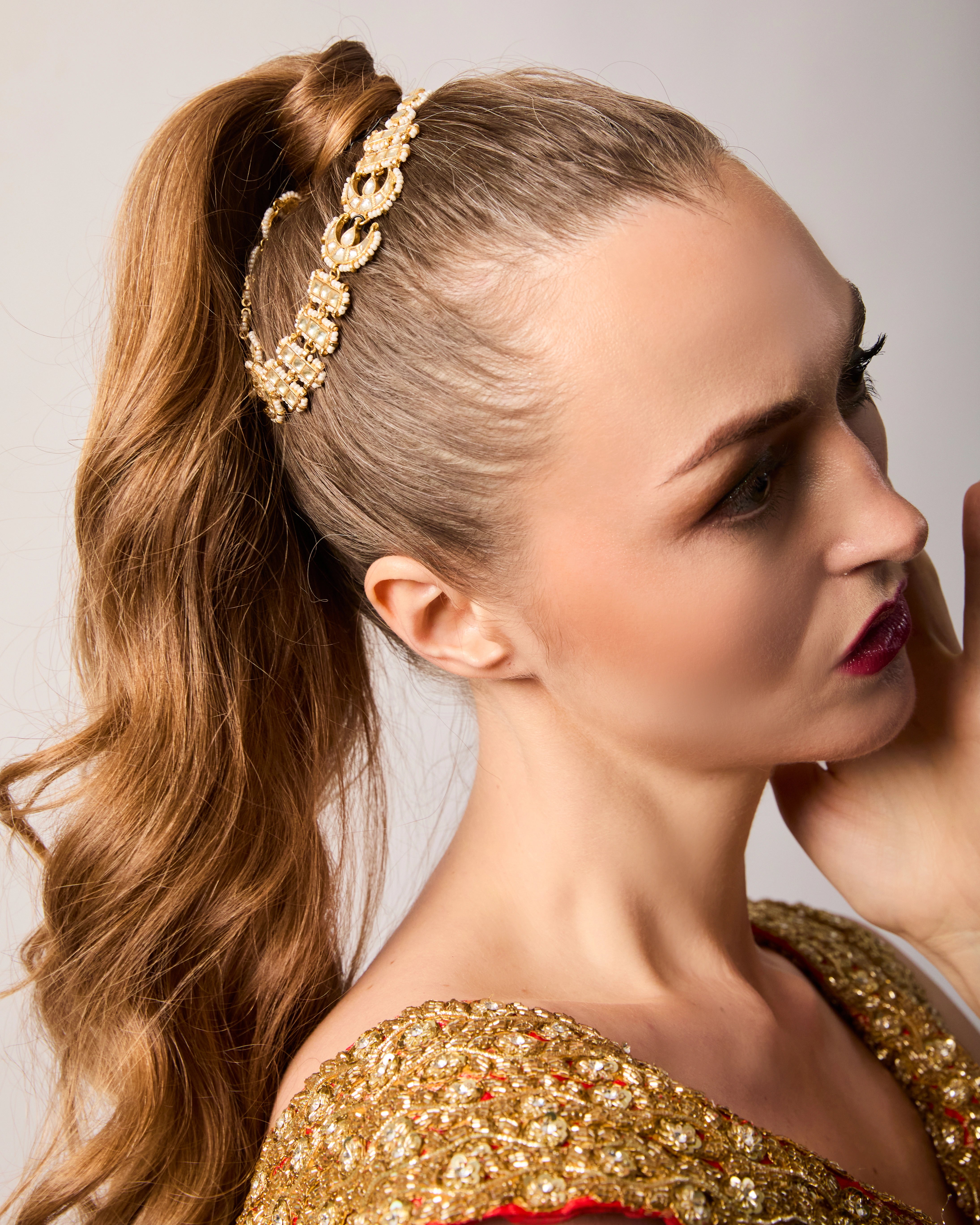 Red Semi Silk Saree Set with Gold Zari Sequin Blouse