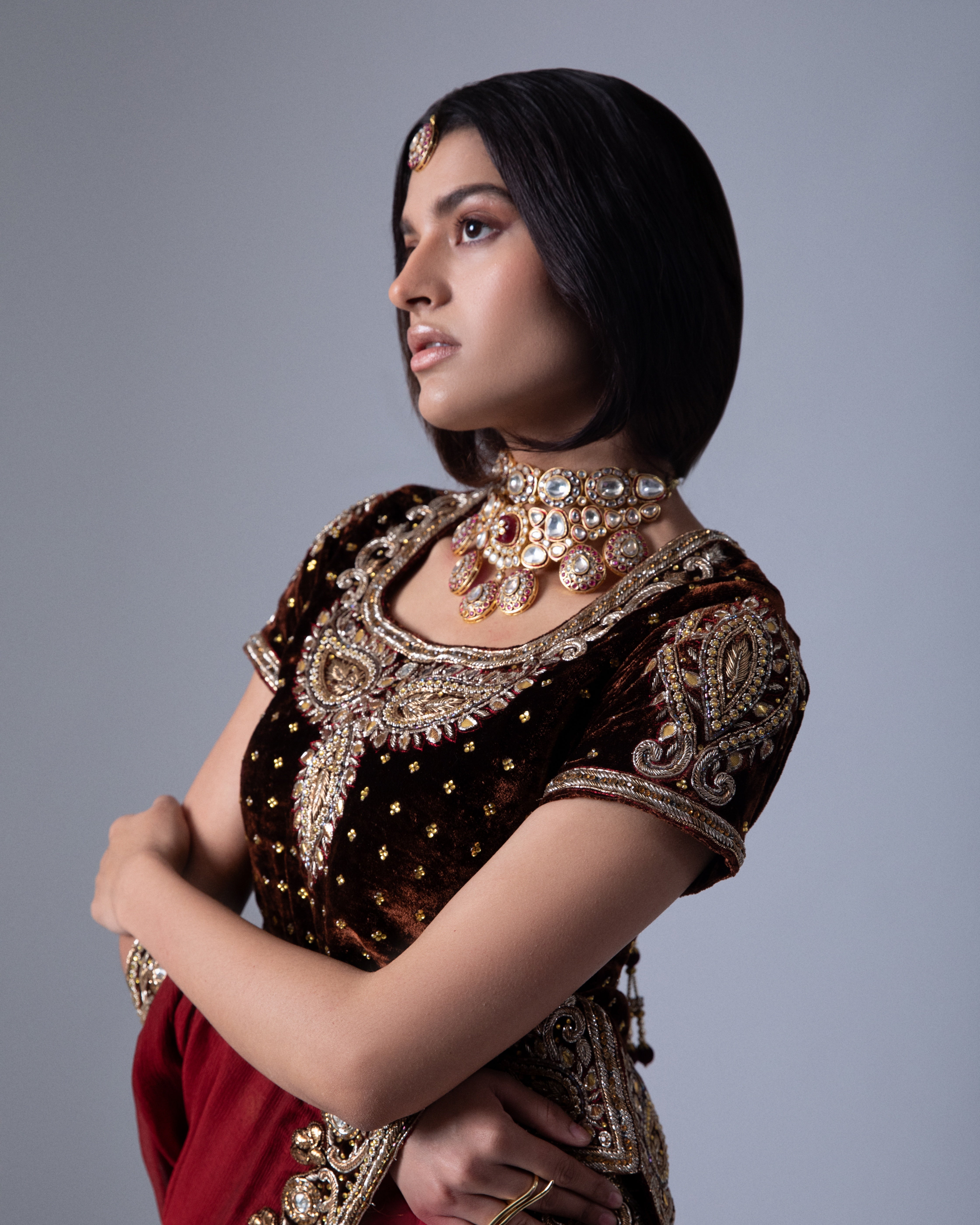 Red Georgette Heirloom Lehenga with a Embroidery Blouse and Dupatta