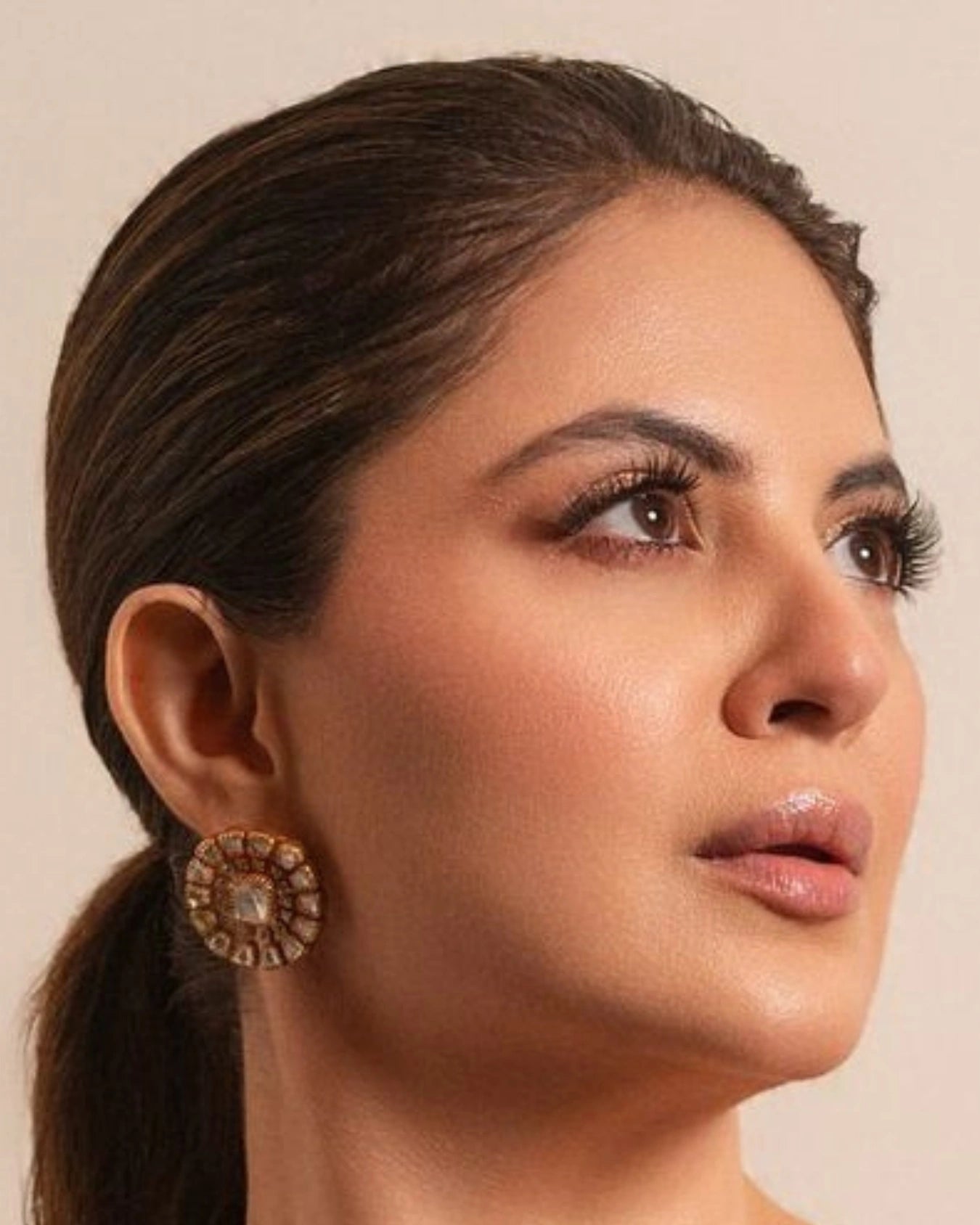 Zaria Diamond and Gold Choker Set With Earning