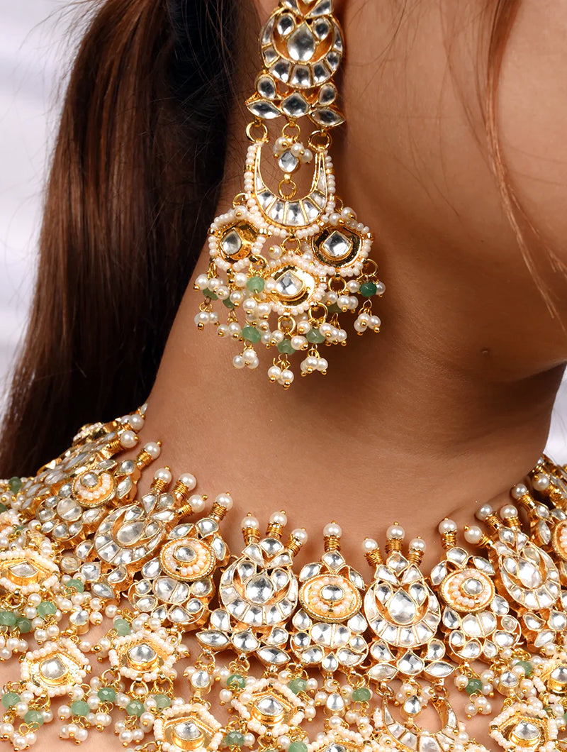 Nimrat Kundan Necklace Set with Tika - Nonita Fashion