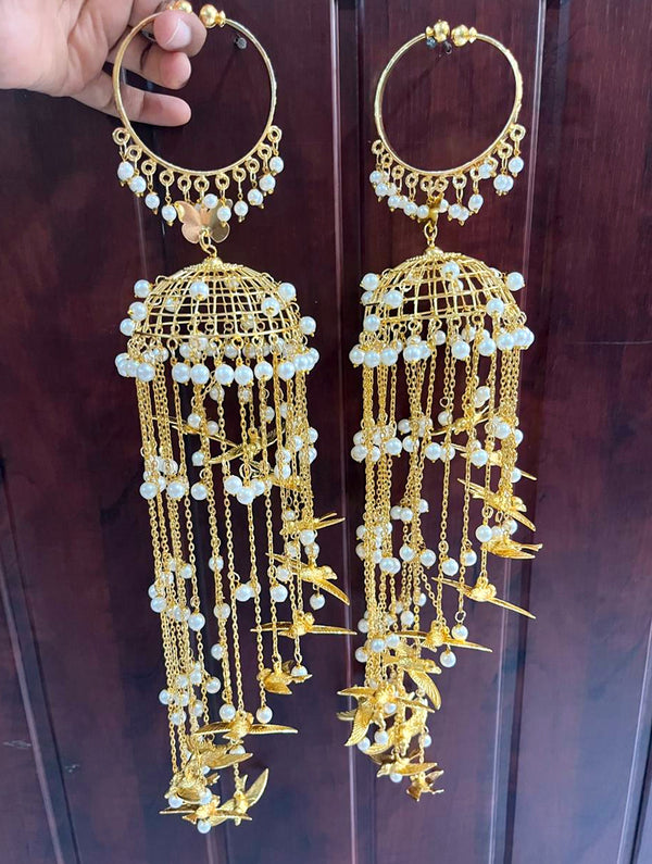 Prishti Luxurious Gold Pated Bridal Kaleera with Dangling Charms - Nonita Fashion