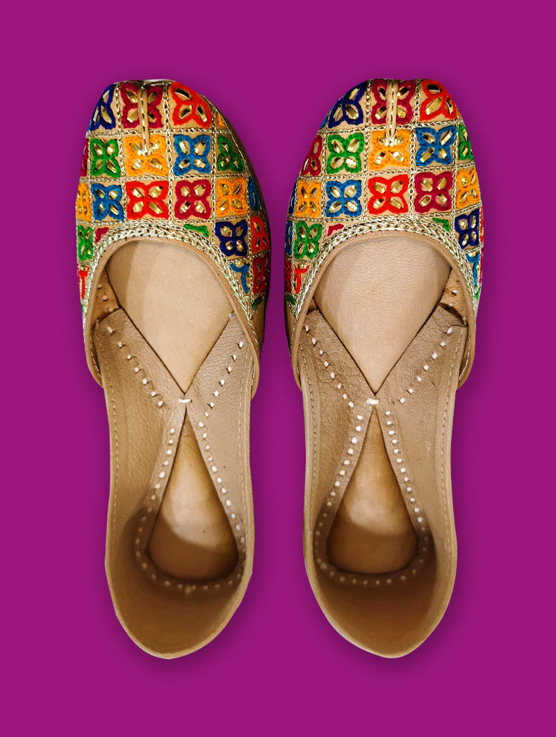 Vibrant Multicolor Embroidered Juttis - Nonita Fashion