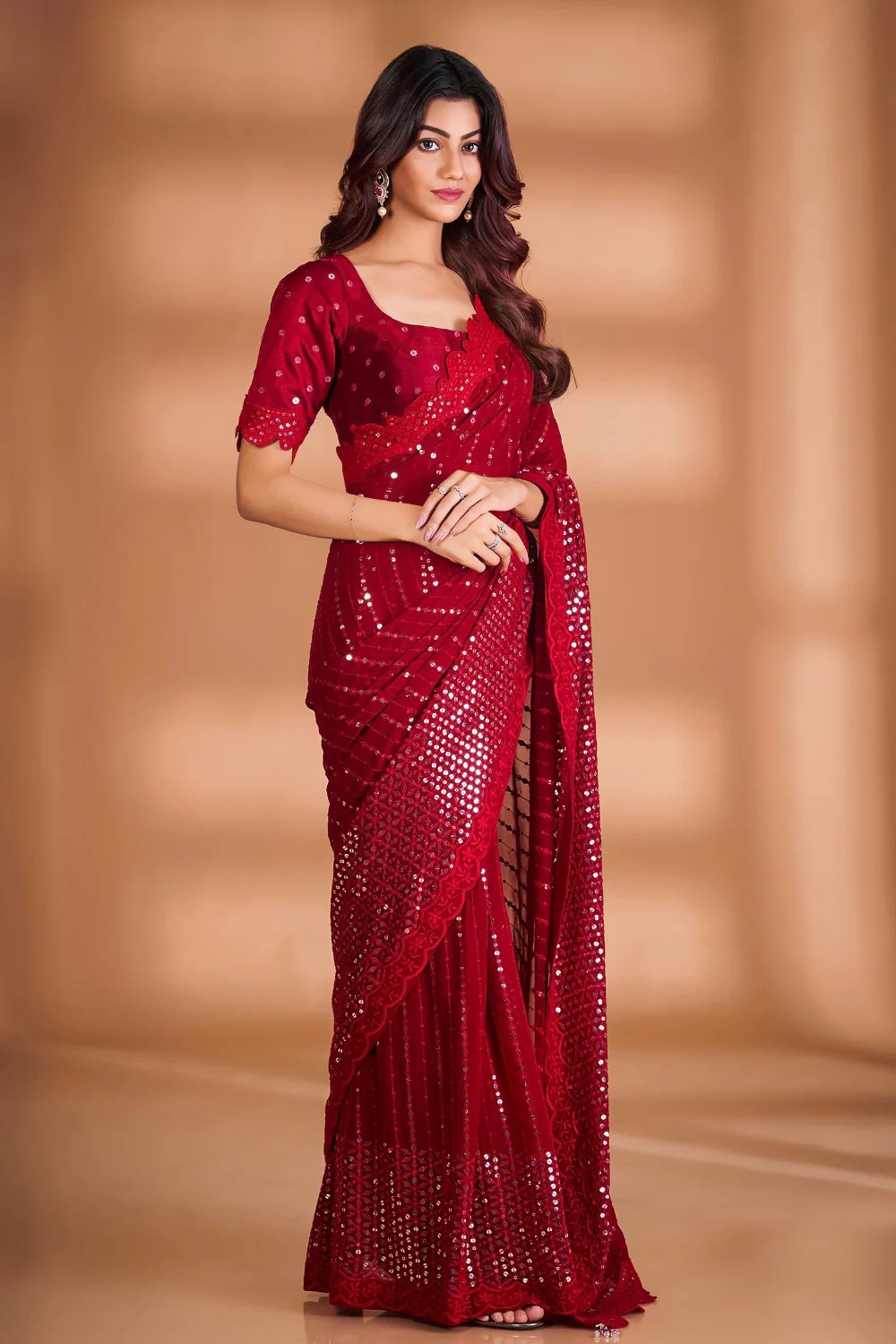 Mahogany Grace Georgette Saree - Nonita Fashion