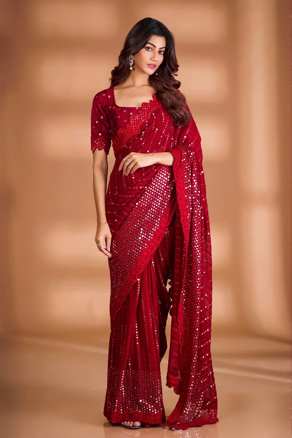 Mahogany Grace Georgette Saree - Nonita Fashion