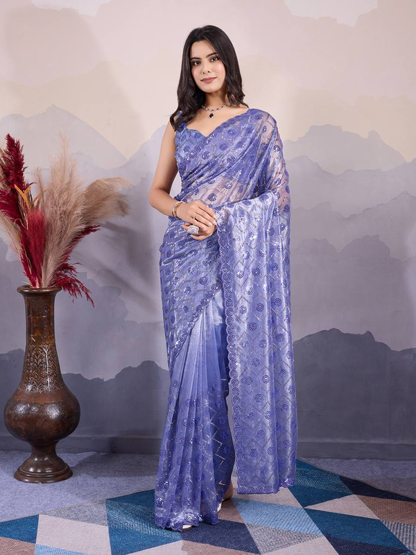 Mystic Lilac Shimmer Saree - Nonita Fashion