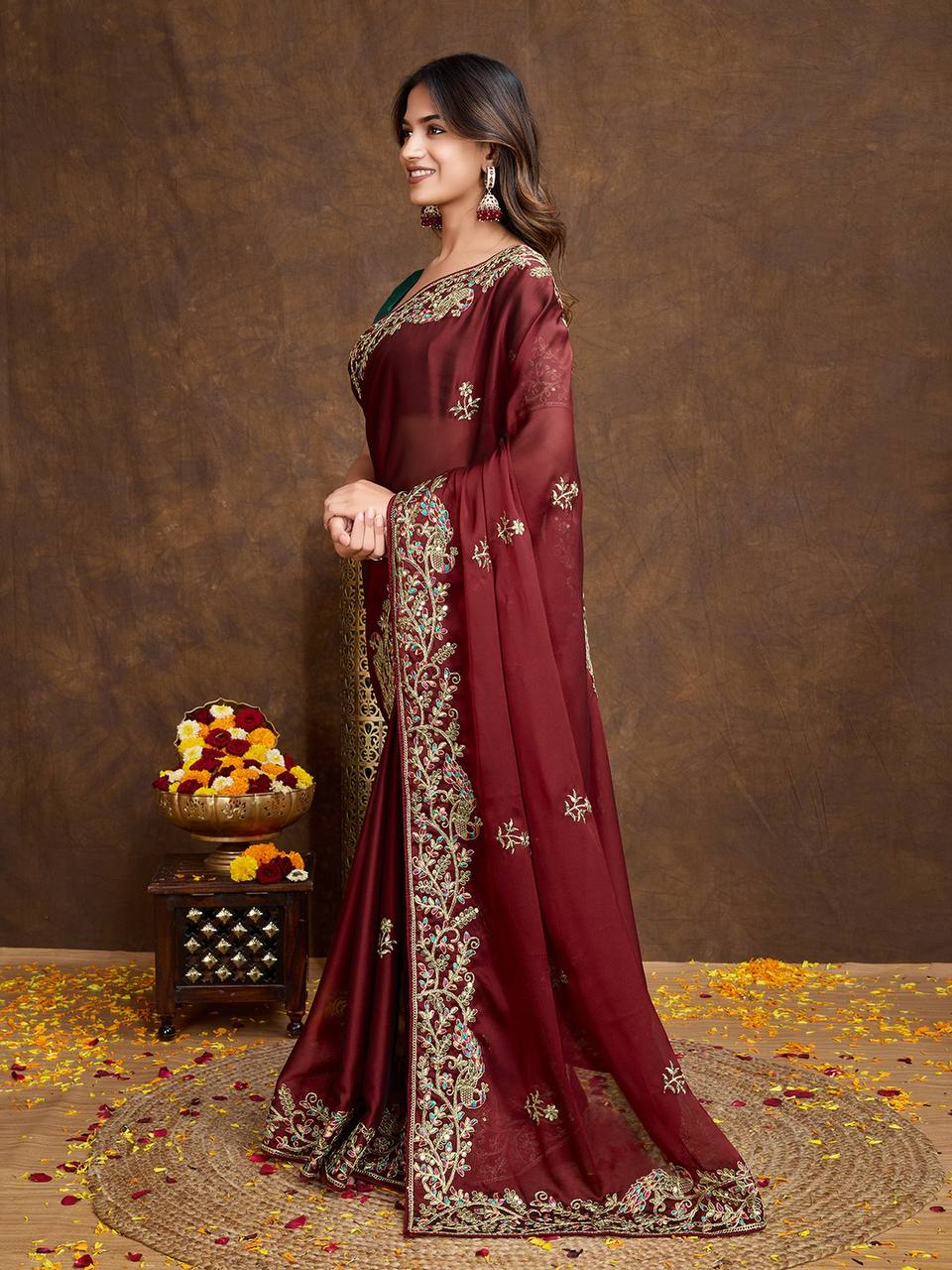 Roots and Leaves Silk Saree - Nonita Fashion