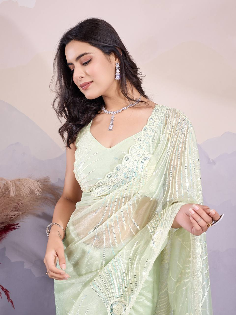 Melon Mist Saree - Nonita Fashion