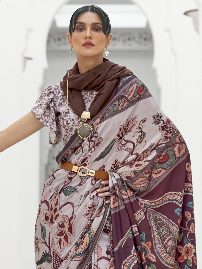 Dusky Violet Saree - Nonita Fashion