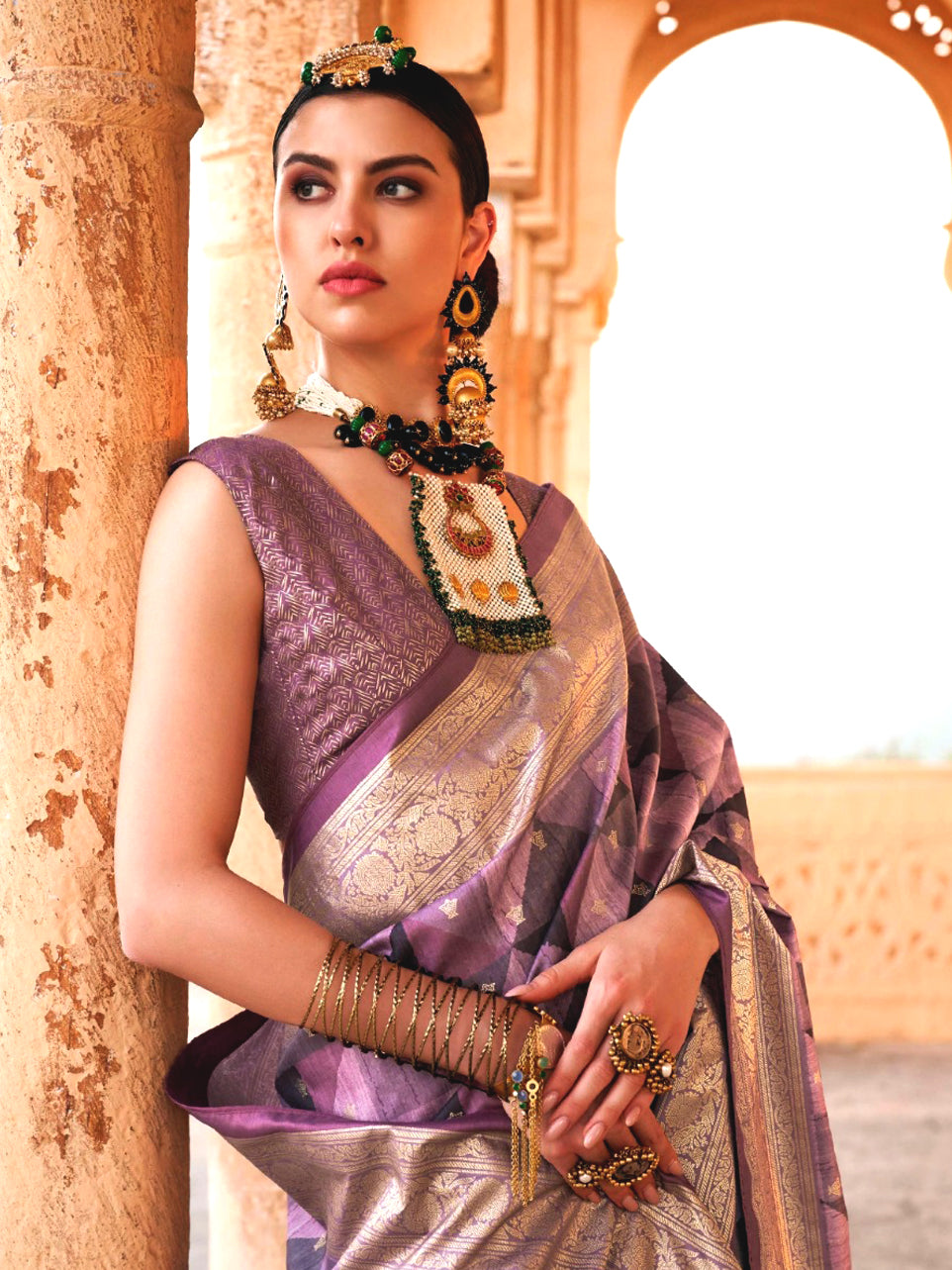 Shobha Elderberry Saree - Nonita Fashion