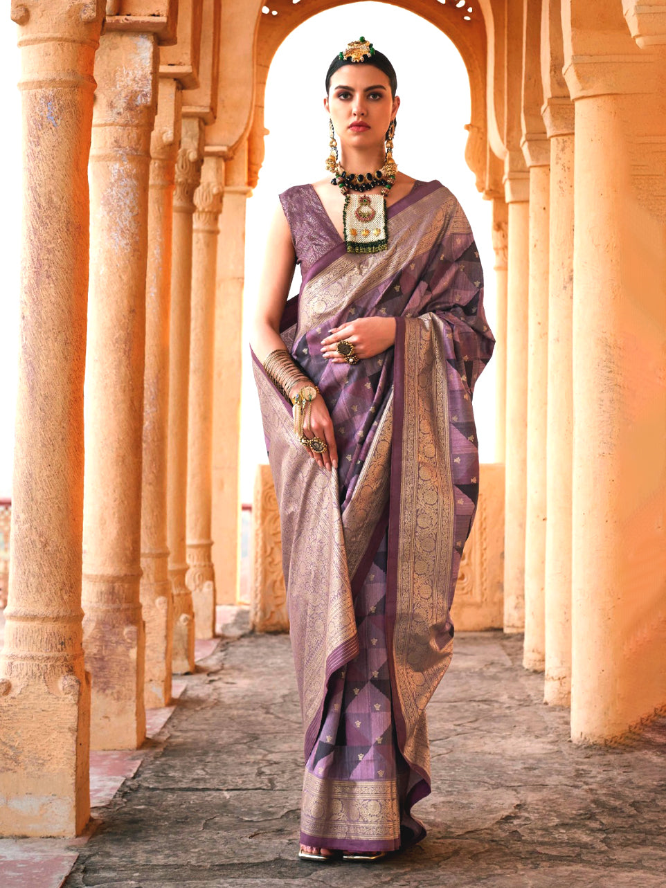 Shobha Elderberry Saree - Nonita Fashion