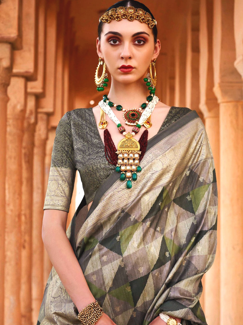 Shobha Olive Tide Saree - Nonita Fashion