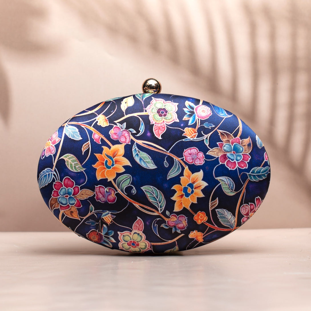 Nirvana Blue Batik Floral Clutch - Nonita Fashion