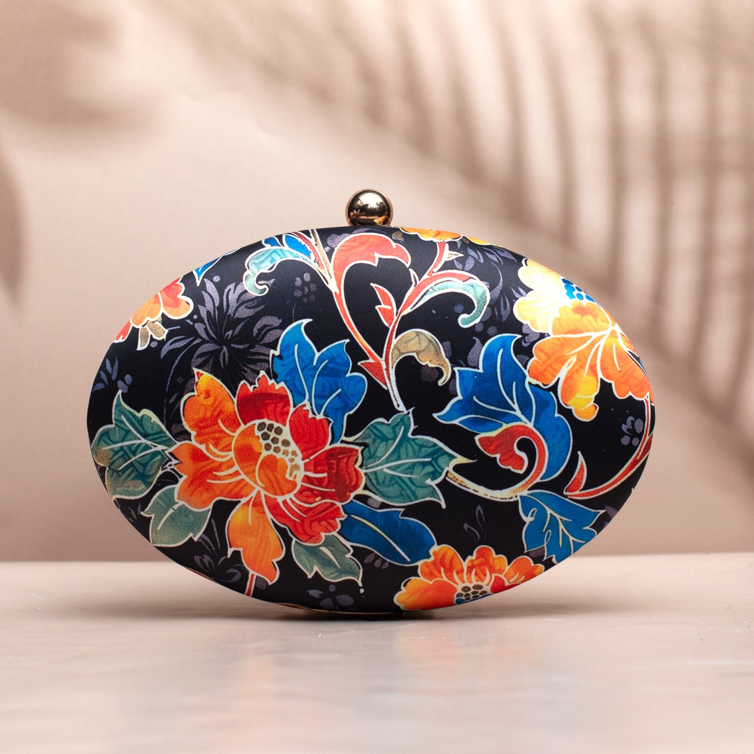 Nirvana Black Batik Floral Clutch - Nonita Fashion