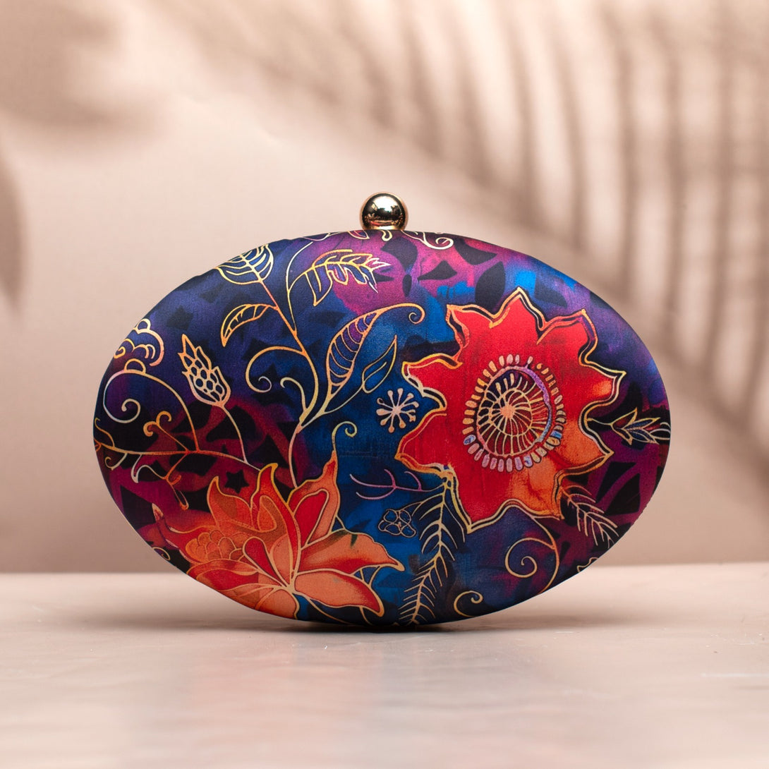 Nirvana Blue and Red Batik Floral Clutch - Nonita Fashion