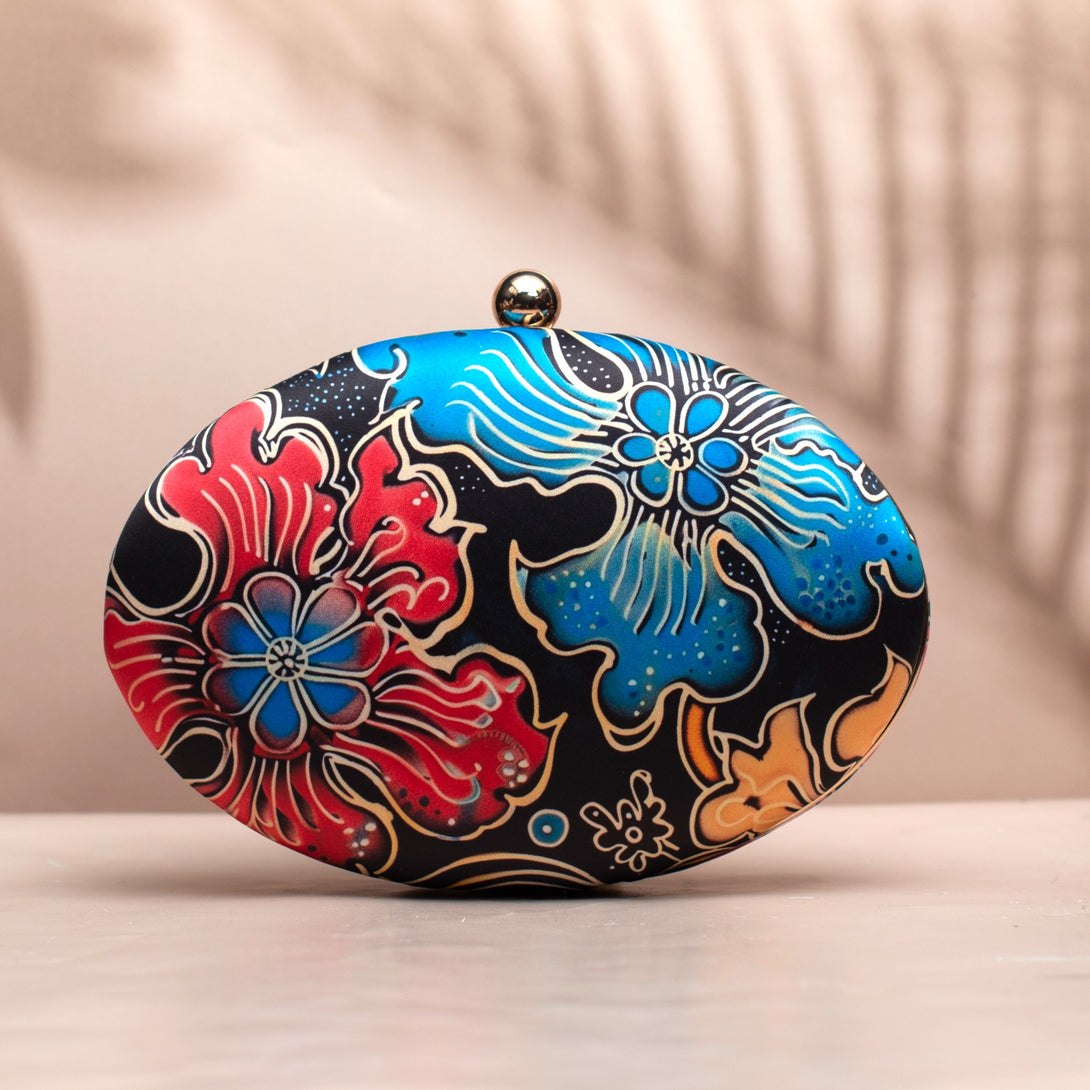 Nirvana Red and Blue Batik Floral Clutch - Nonita Fashion