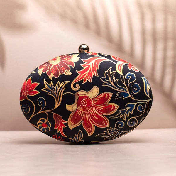 Nirvana Red and Gold Batik Floral Clutch - Nonita Fashion