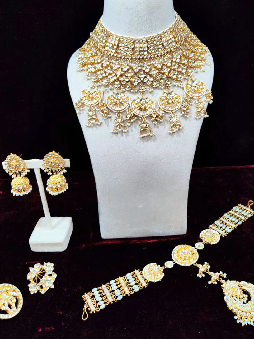 Chandini Lotus Bridal Necklace Set With Sheeshphool, Rings and Bangles - Nonita Fashion