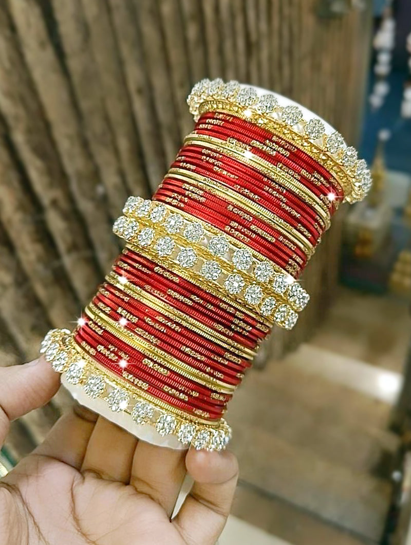 Shagun Radiant Red & Gold Bangles - Nonita Fashion