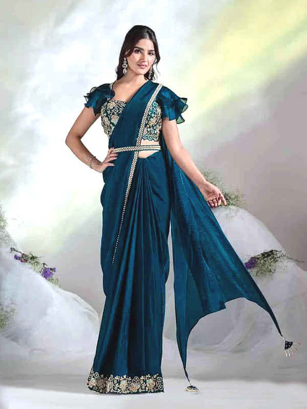 Sangini Turquoise Silky Saree