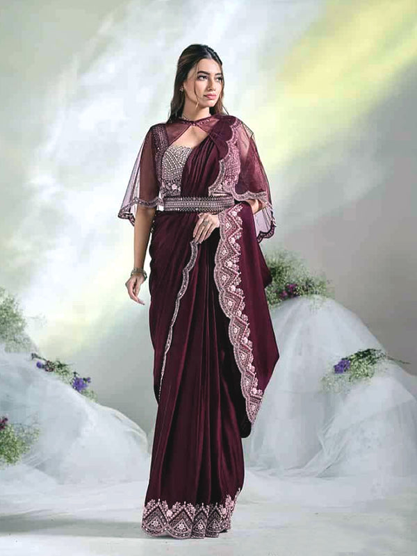 Sangini Vinous Silky Saree