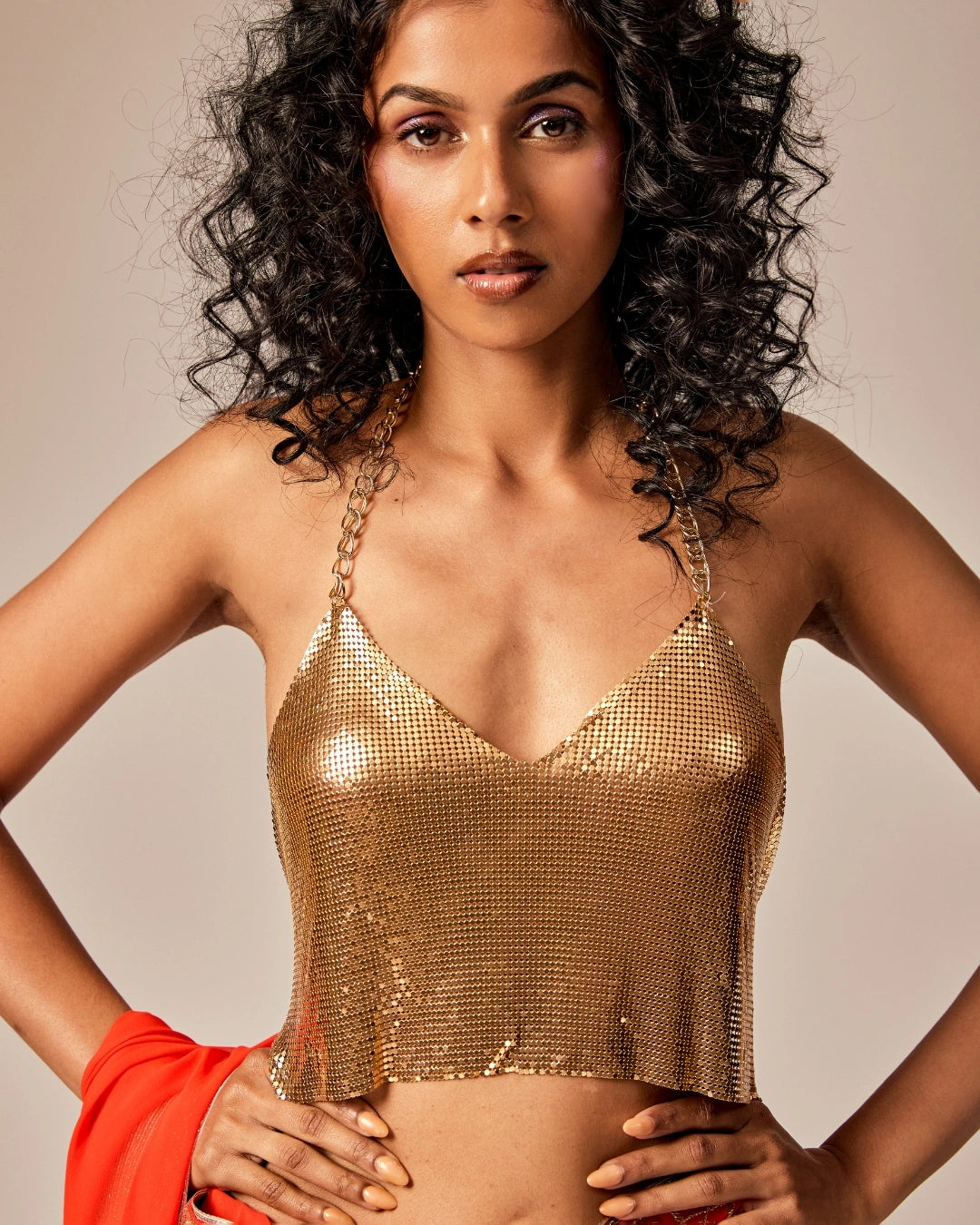 Gold Shimmering Metallic Blouse