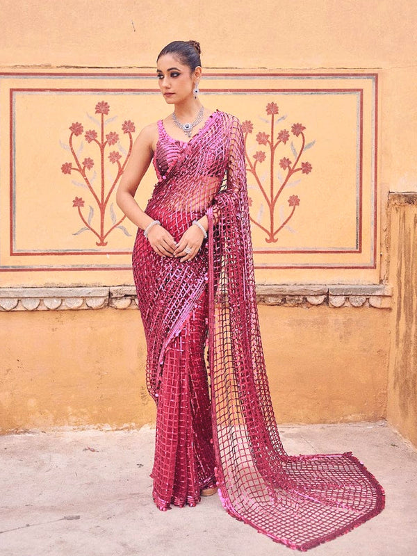 Mermaid Rednet Cocktail Saree