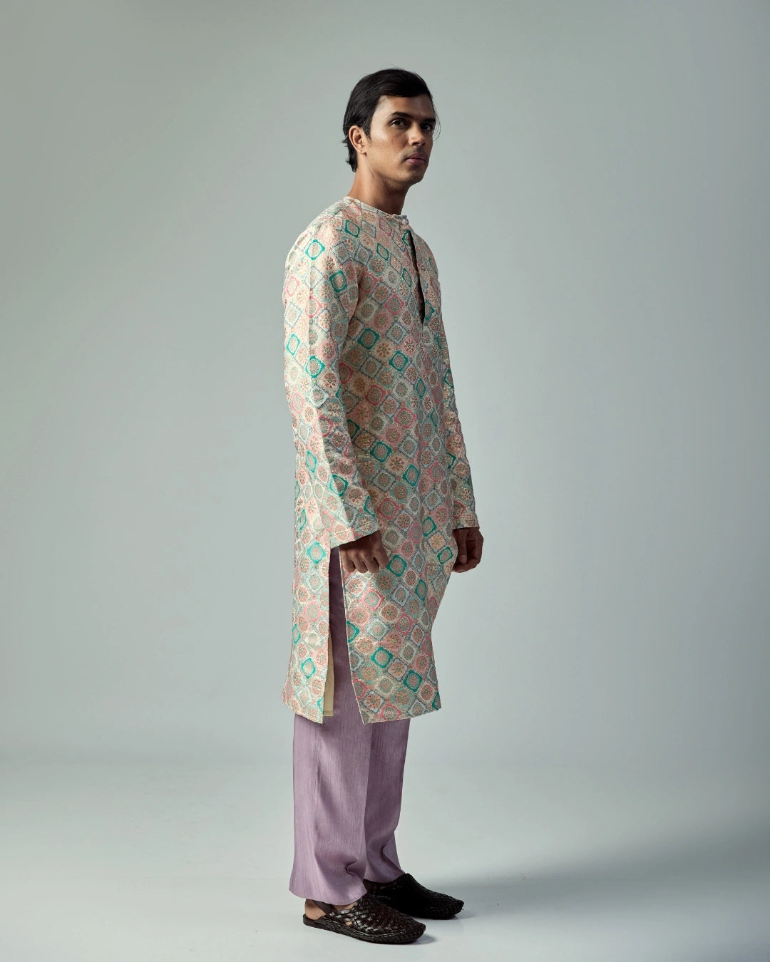 Lavender Silk Straight-Fit Trousers