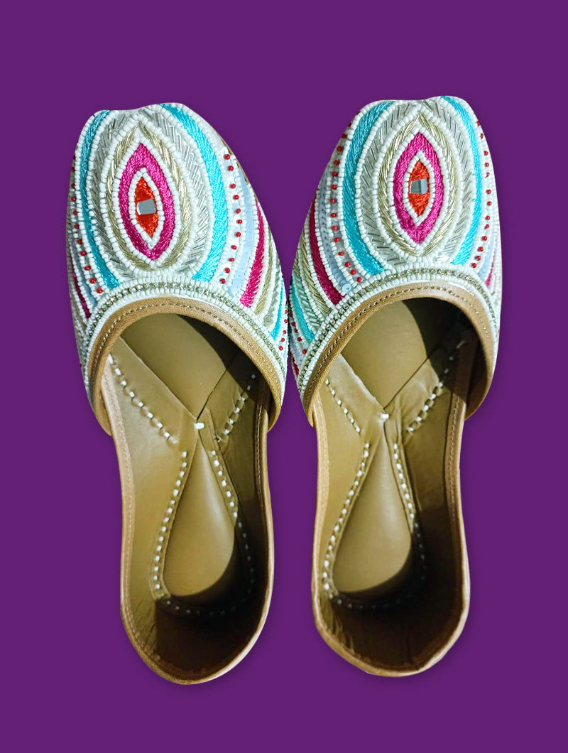 Blue Multicolor Zari Jutti - Nonita Fashion