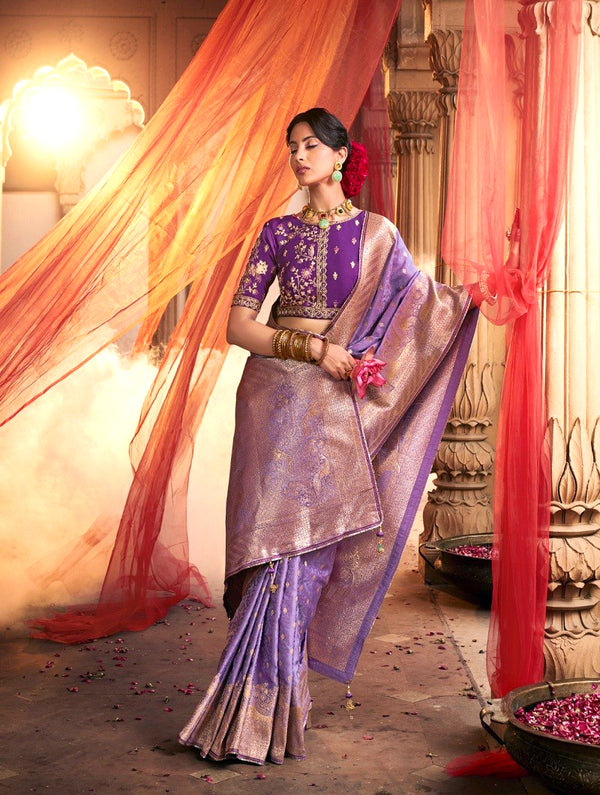 Mauve Mystique Satin Saree - Nonita Fashion