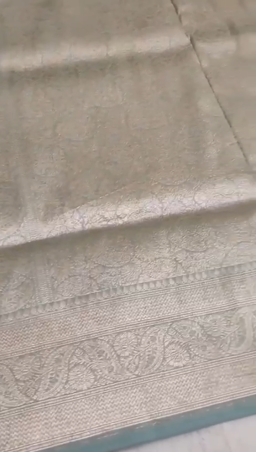 Blue Paisley Handloom Banarasi Katan Silk Saree with Zari Work
