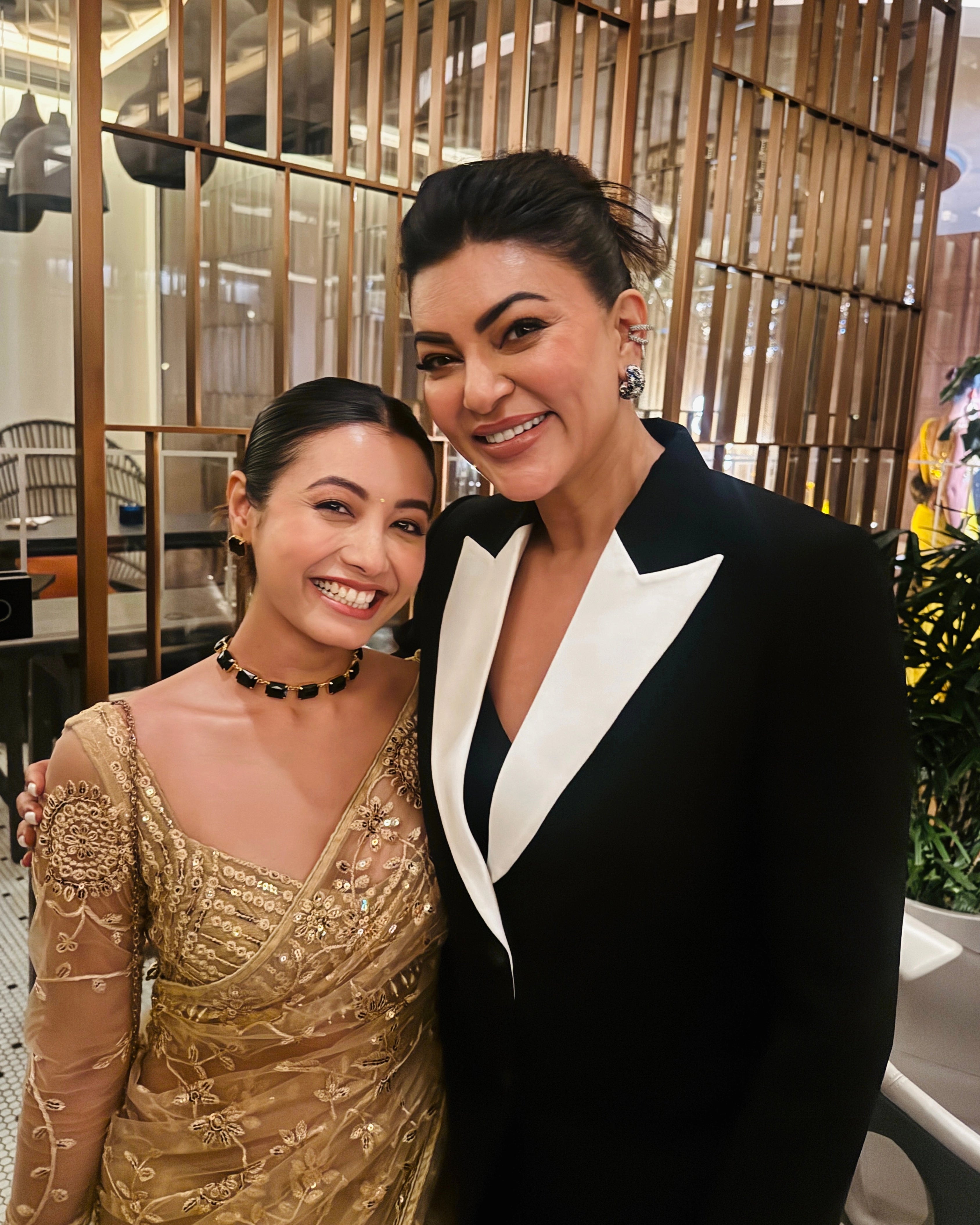 Gold Shimmer Sequin Net Saree with All Over Floral Thread Work and Full Sleeves Silk Blouse