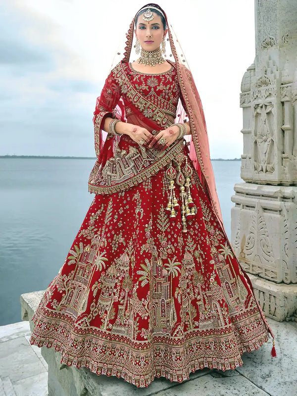 Saundarya Vermilion Bridal Beauty Lehenga