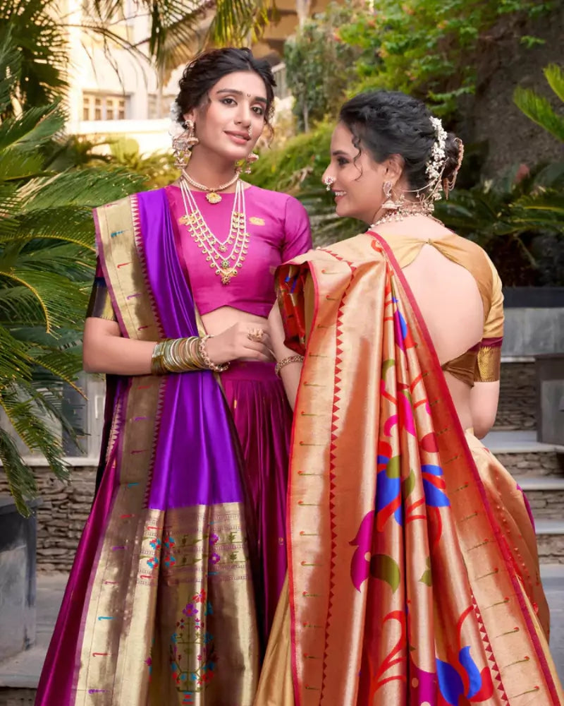 Gold Diwali Delicacy Paithani Silk Lehenga