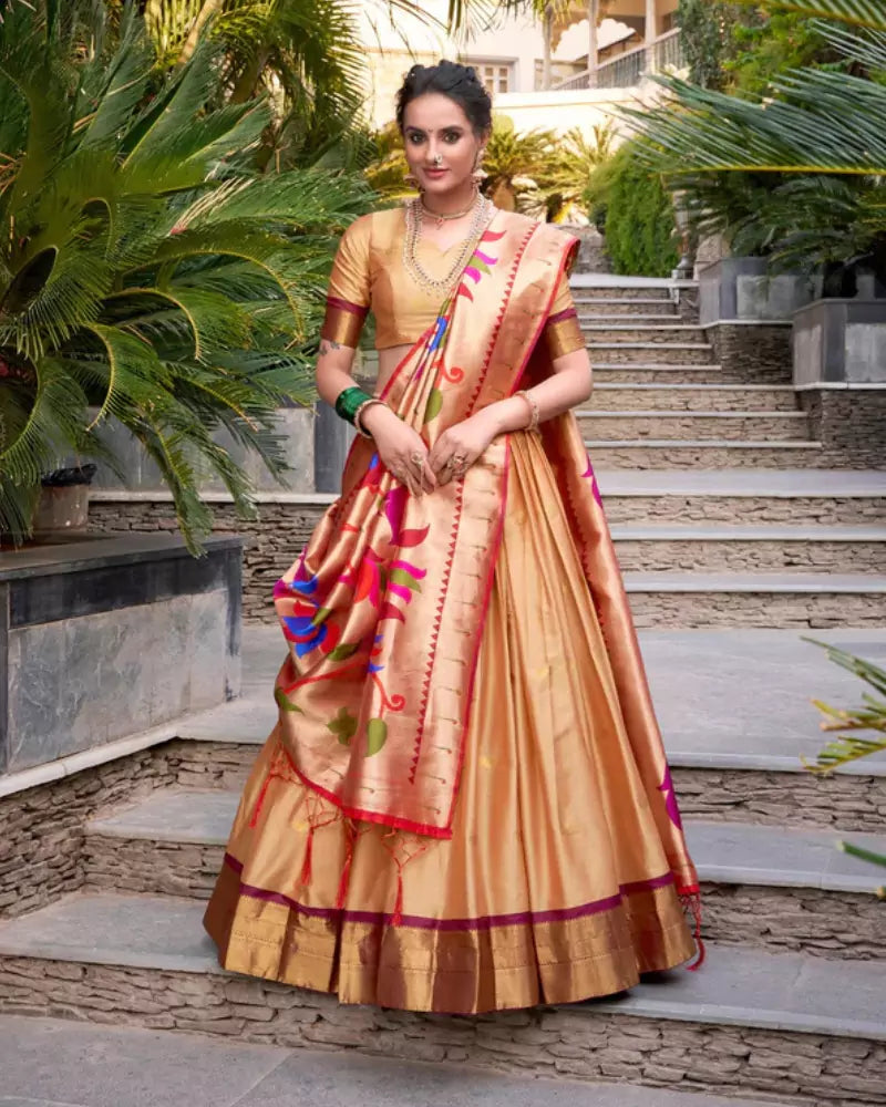 Gold Diwali Delicacy Paithani Silk Lehenga