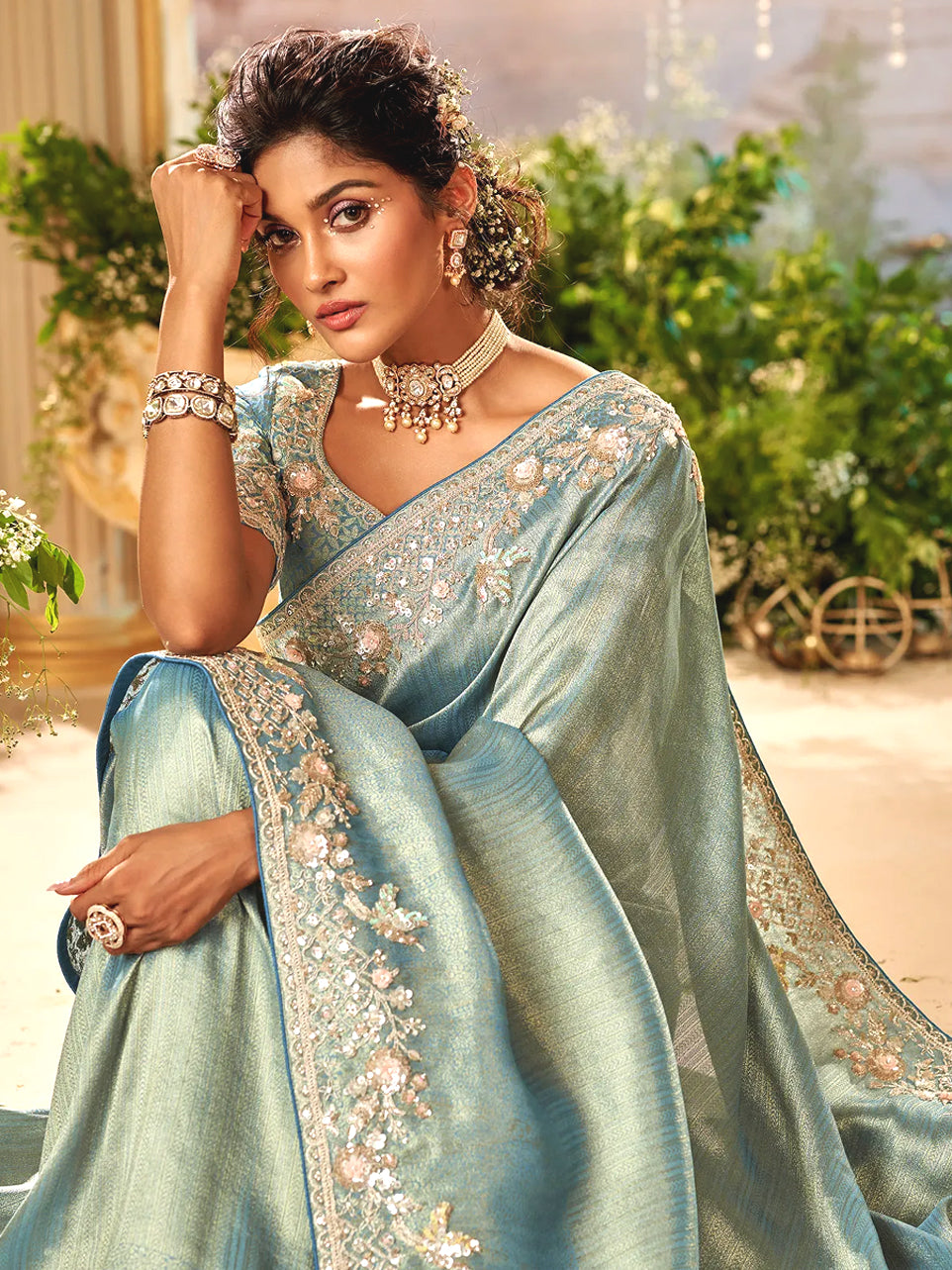 Meher Aquamarine Saree - Nonita Fashion