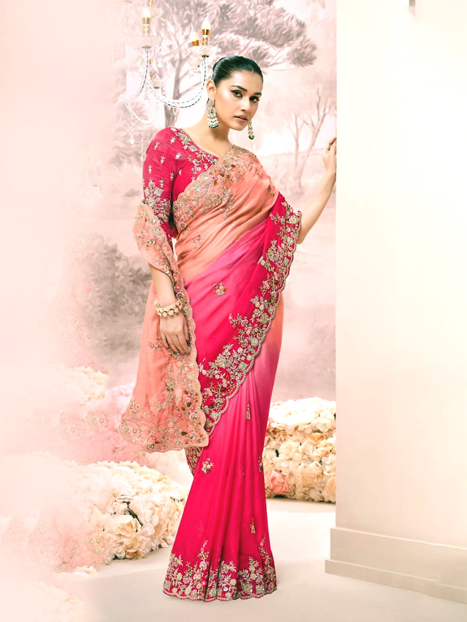 Meher fuchsine Saree - Nonita Fashion