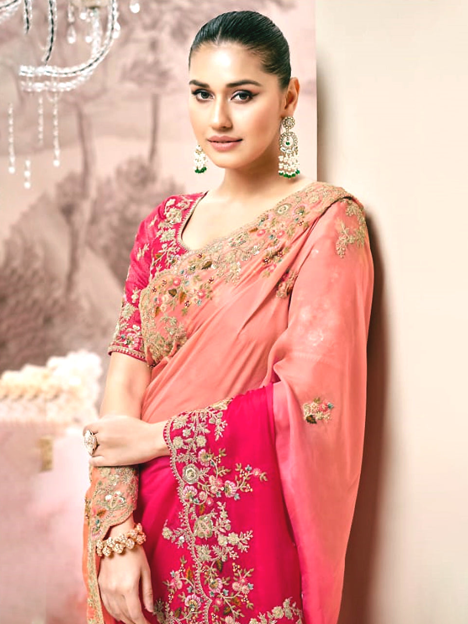 Meher fuchsine Saree - Nonita Fashion