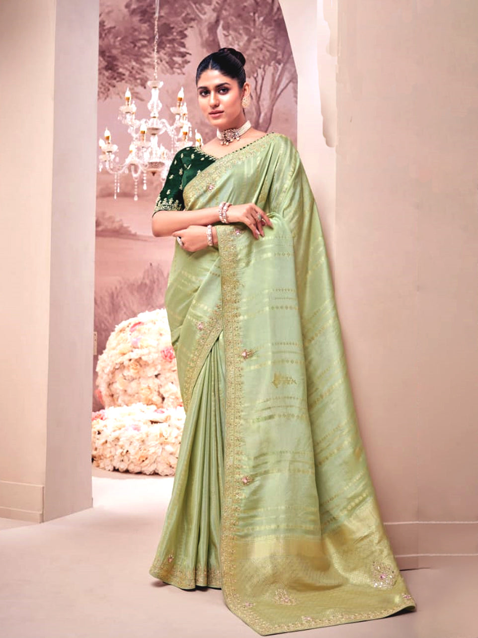 Meher Celadon Saree - Nonita Fashion