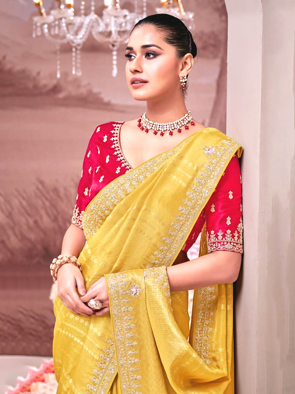 Meher Mustard Saree - Nonita Fashion